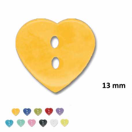 Bouton enfant layette Coeur Jaune soleil