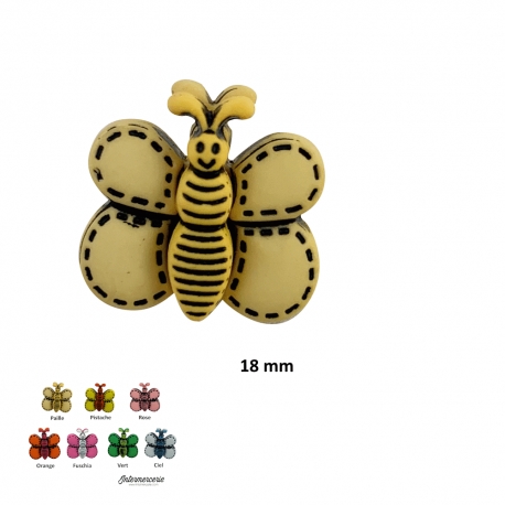 Bouton layette Papillon Paille