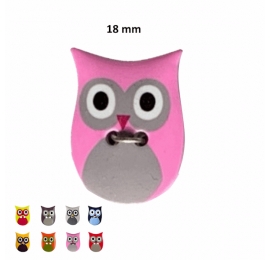 Bouton enfant layette hibou Rose