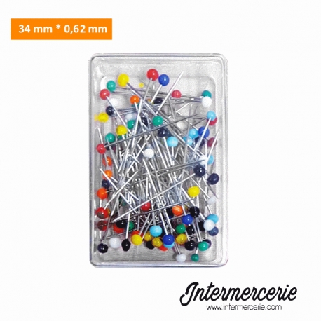 Epingles à tête de verre couleur