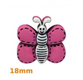 Bouton layette Papillon Fuschia