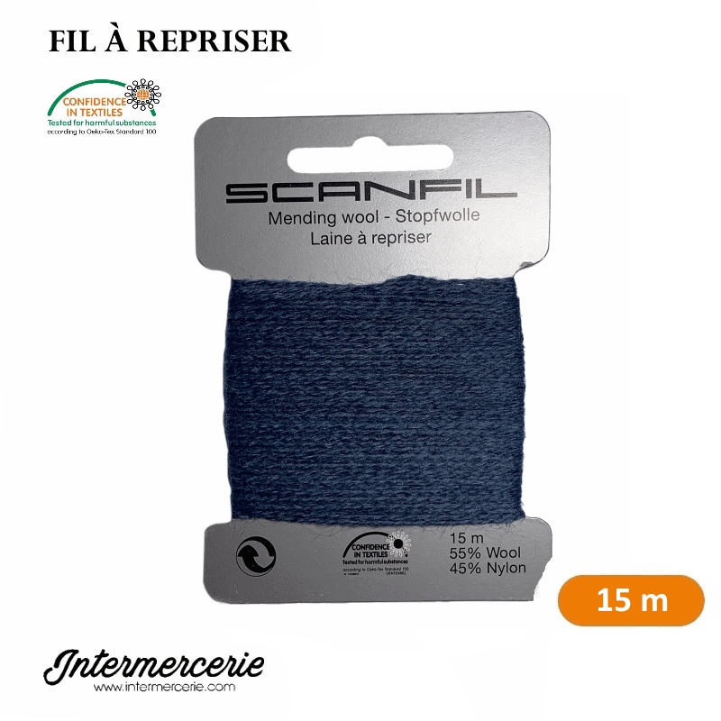 Pelote De Laine Noire Fil à Repriser Coton Noir - 60m (4 Brins De 15m) Fil Noir