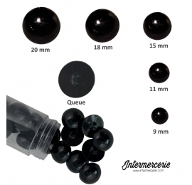 Bouton demi-boule Noir