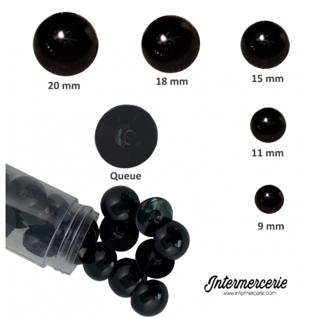 Bouton demi-boule Noir