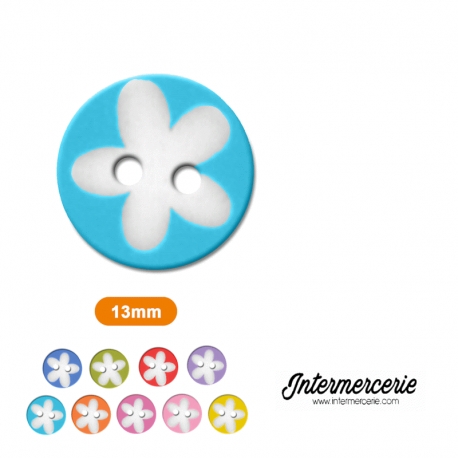 Bouton Petite fleur Bleu lagune