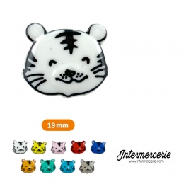 Bouton chat souriant Blanc