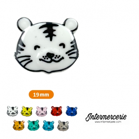 Bouton chat souriant Blanc