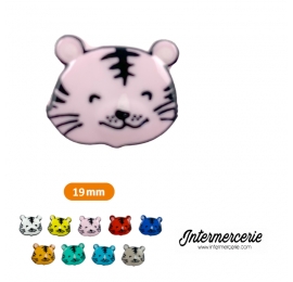 Bouton chat souriant Rose