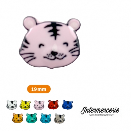 Bouton chat souriant Rose