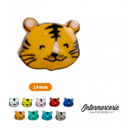 Bouton chat tigré souriant Orange