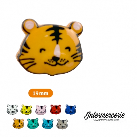 Bouton chat tigré souriant Orange