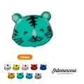 Bouton chat tigré souriant Vert