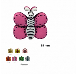 Bouton layette Papillon Fuschia