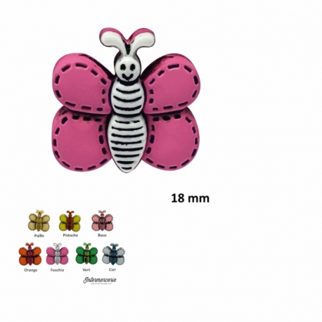 Bouton layette Papillon Fuschia
