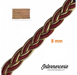 Galon lurex Or et rouge 8 mm