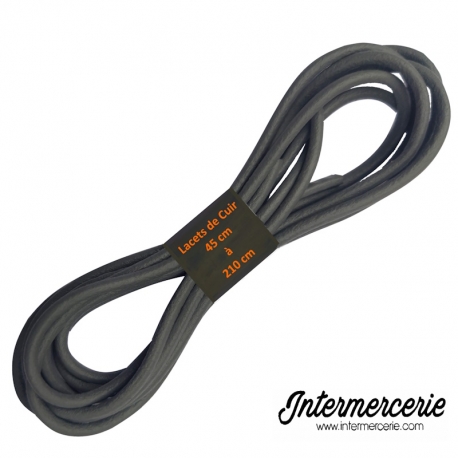 Lacets de cuir rond Gris