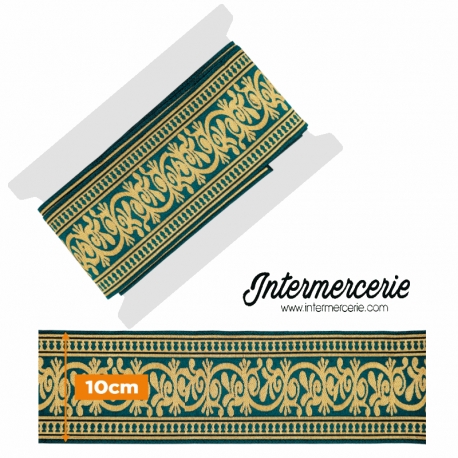 Galon tissé médiéval Turquoise et doré