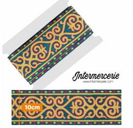 Galon tissé médiéval Turquoise jaune Or