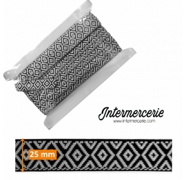 Galon jacquard tissé Noir et Blanc