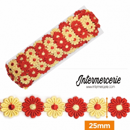Guipure fleurs multicolores