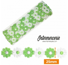 Guipure fleurs Blanc vert