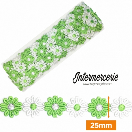 Guipure fleurs Blanc vert