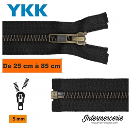 Fermeture séparable YKK métal bronzé Noir