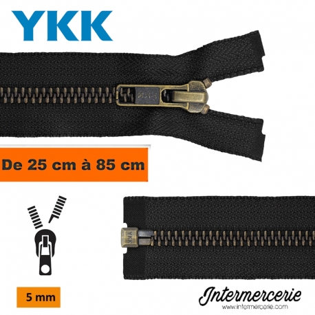 Fermeture séparable YKK métal bronzé Noir