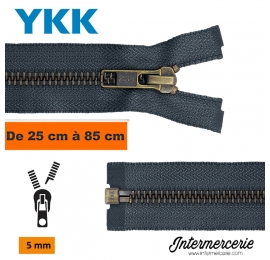 Fermeture séparable YKK métal bronzé Bleu marine
