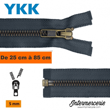 Fermeture séparable YKK métal bronzé Bleu marine