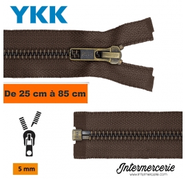 Fermeture séparable YKK métal bronzé Marron