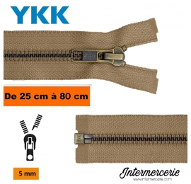 Fermeture séparable YKK métal Beige