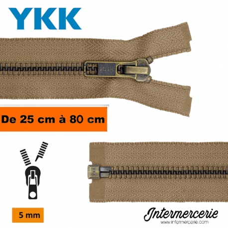 Fermeture séparable YKK métal Beige