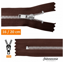 Fermeture éclair métal pantalon Marron 16 et 20 cm