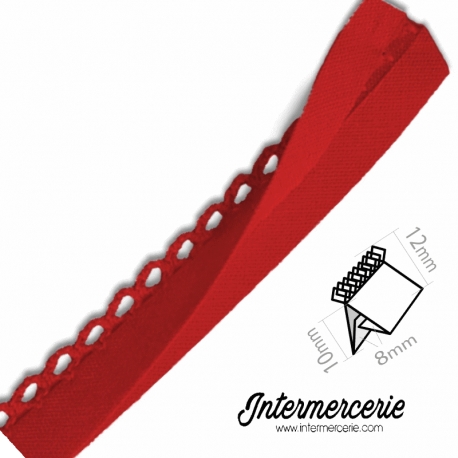 Biais picot uni rouge