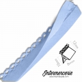 Biais picot uni bleu ciel