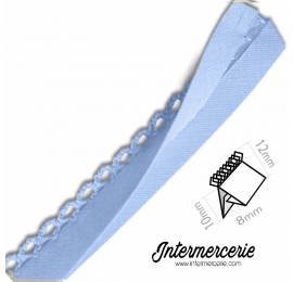 Biais picot uni bleu ciel