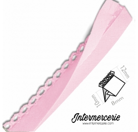 Biais picot uni rose pâle