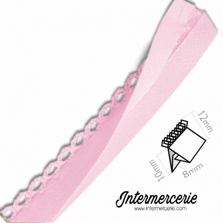 Biais picot pré-plié Rose pâle 