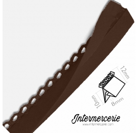 Biais picot uni marron
