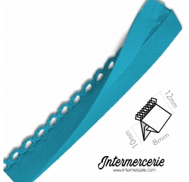 Biais picot uni bleu turquoise