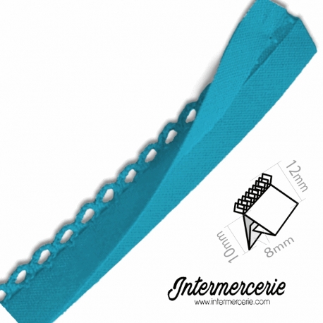 Biais piquot pré-plié uni Turquoise