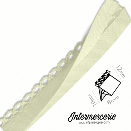 Biais picot uni écru