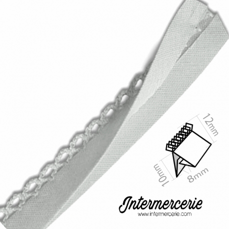 Biais picot uni gris clair