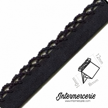 Biais piquot uni 12 gris foncé