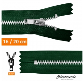 Fermeture éclair métal pantalon Vert bouteille16 et 20 cm