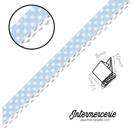 Biais picot pois Bleu ciel
