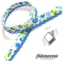 Biais liberty picot dentelle Bleu Clair