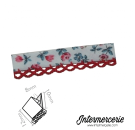 Biais picot liberty dentelle rouge sur fond écru
