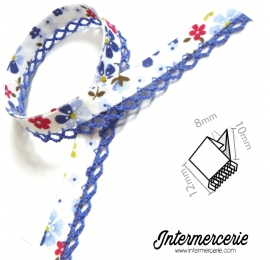 Biais dentelle liberty Bleu